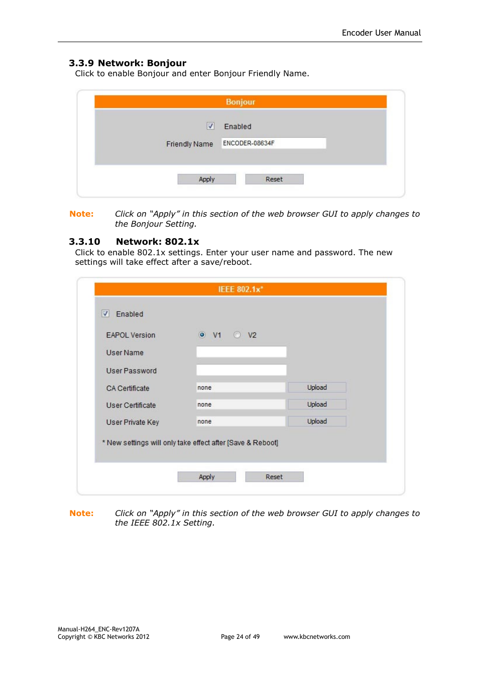 KBC Networks H.264 Encoder User Manual | Page 24 / 49