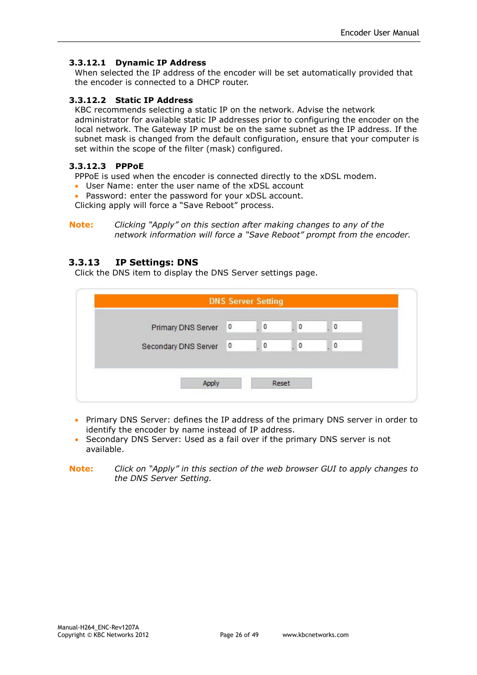 KBC Networks H.264 Encoder User Manual | Page 26 / 49