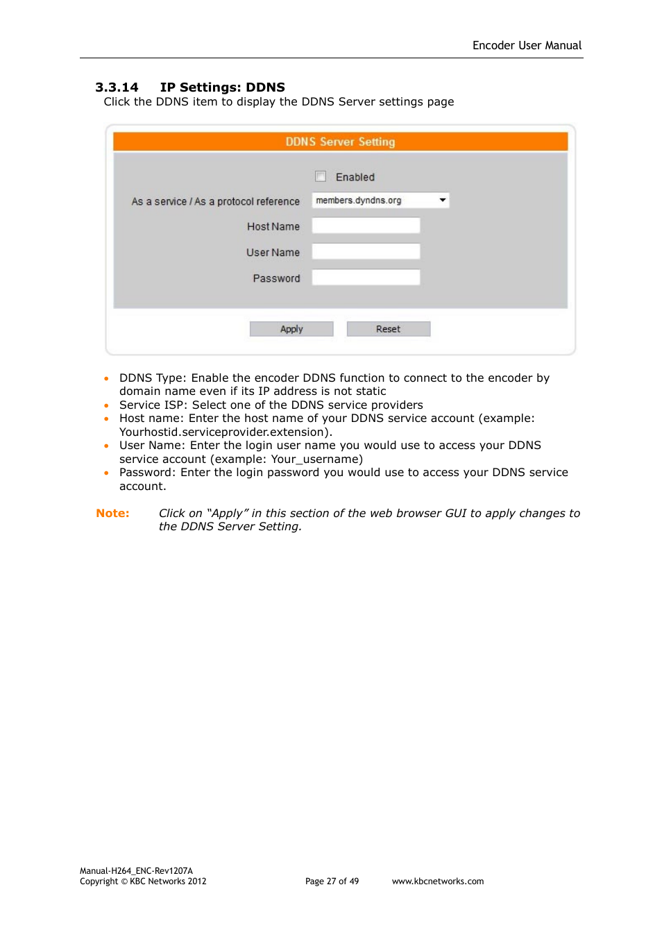 KBC Networks H.264 Encoder User Manual | Page 27 / 49