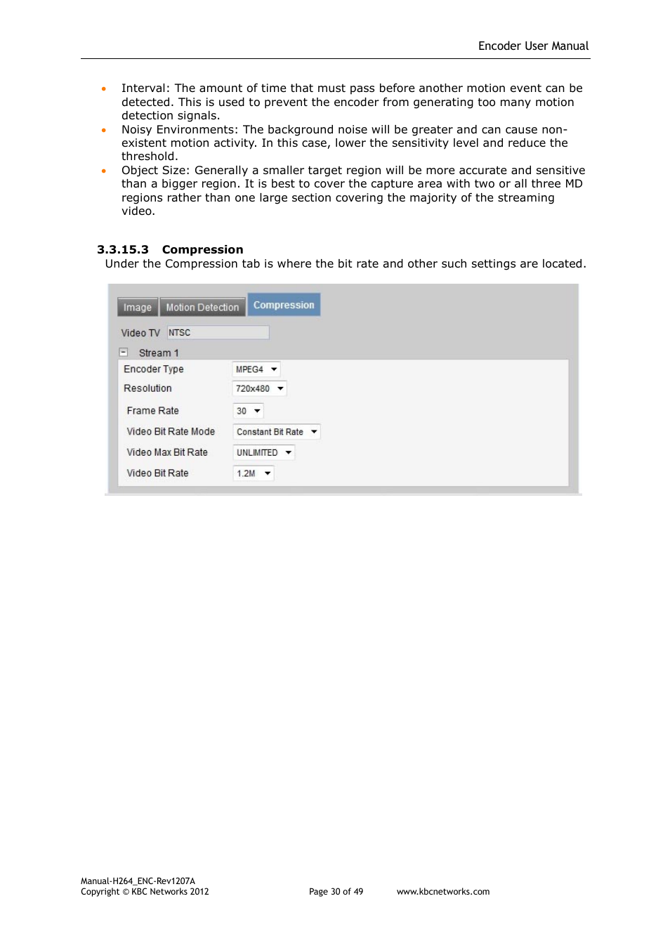 KBC Networks H.264 Encoder User Manual | Page 30 / 49