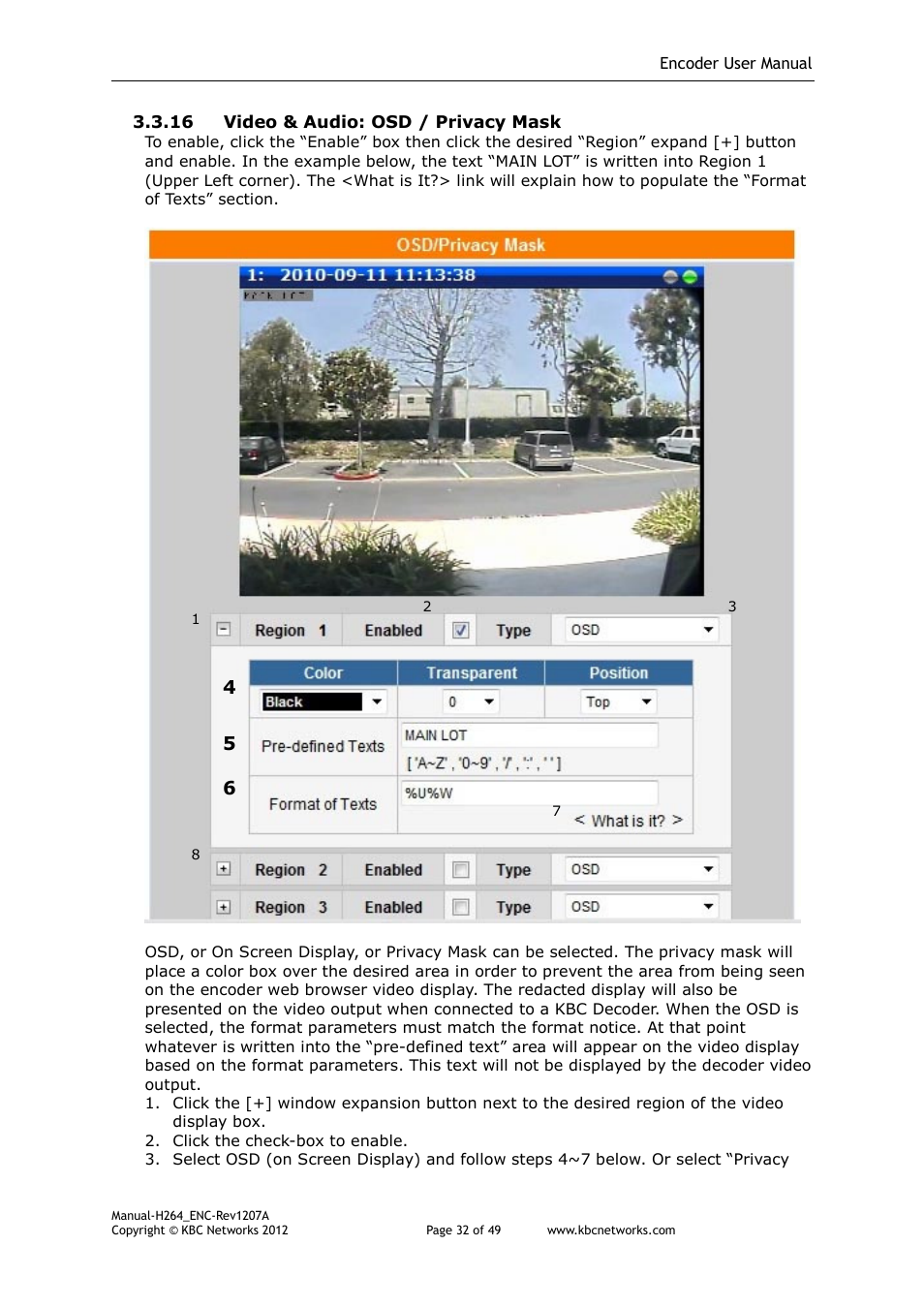 KBC Networks H.264 Encoder User Manual | Page 32 / 49