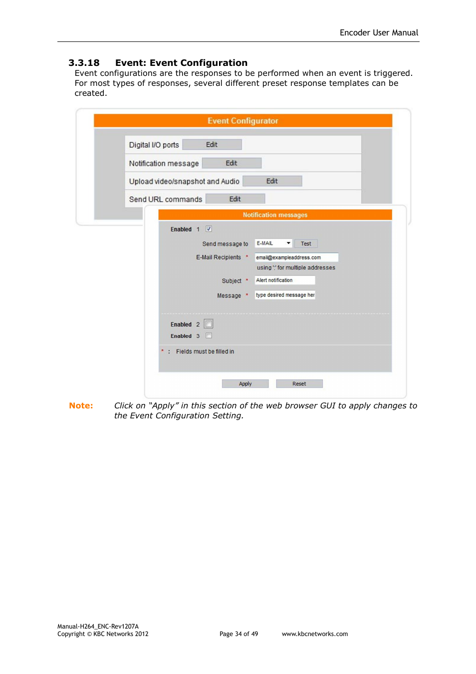 KBC Networks H.264 Encoder User Manual | Page 34 / 49