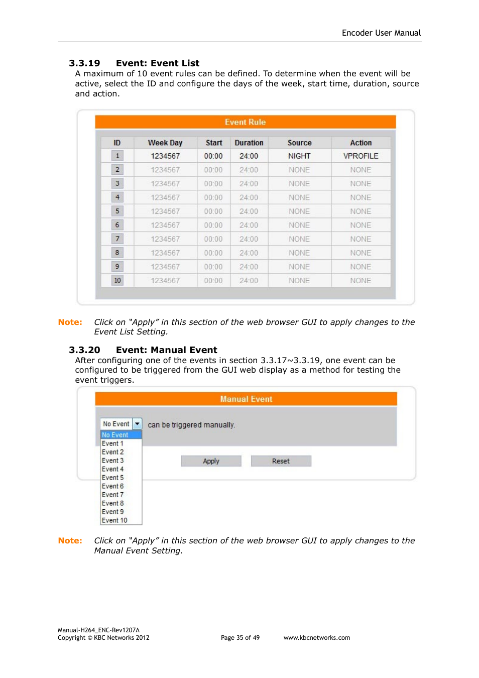 KBC Networks H.264 Encoder User Manual | Page 35 / 49