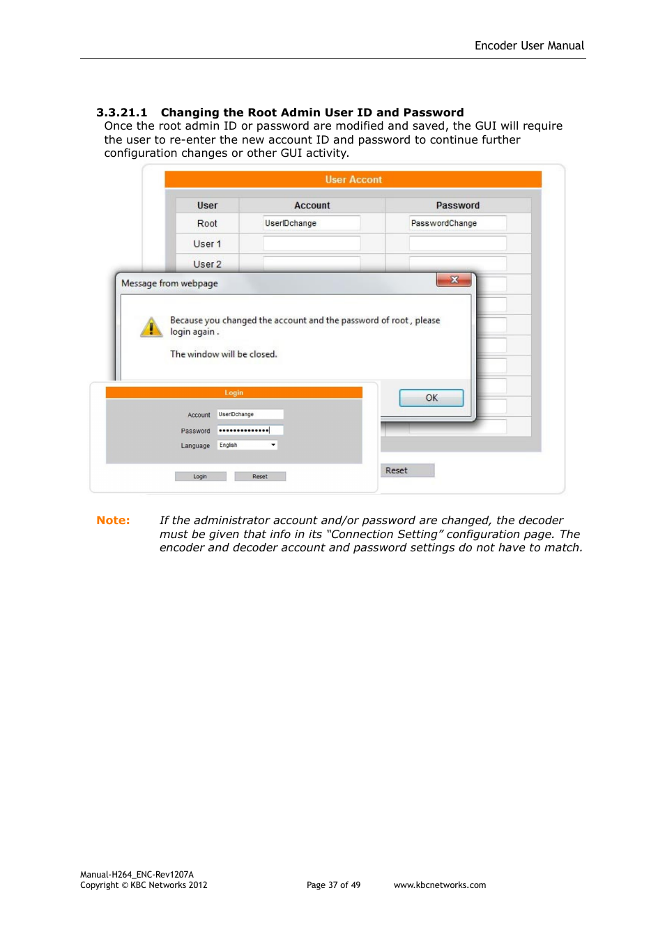 KBC Networks H.264 Encoder User Manual | Page 37 / 49
