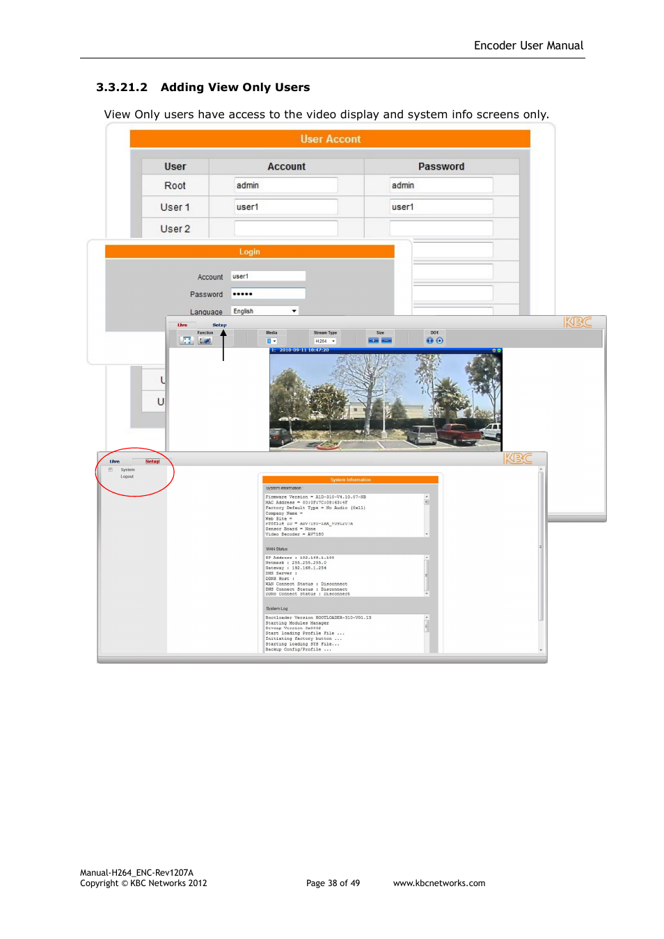 KBC Networks H.264 Encoder User Manual | Page 38 / 49