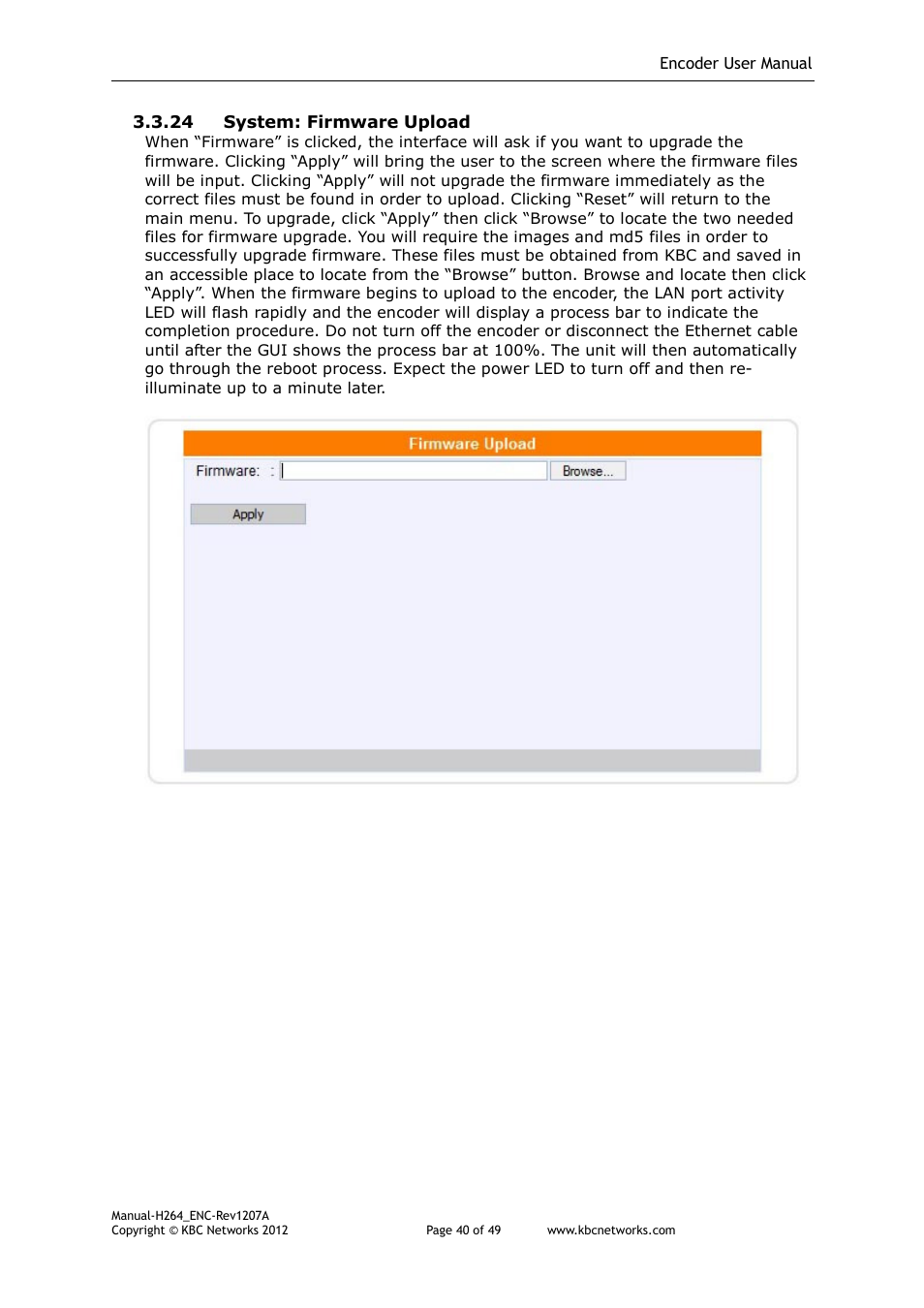 KBC Networks H.264 Encoder User Manual | Page 40 / 49