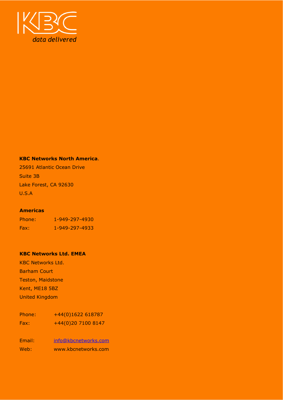 Data delivered | KBC Networks H.264 Encoder User Manual | Page 49 / 49