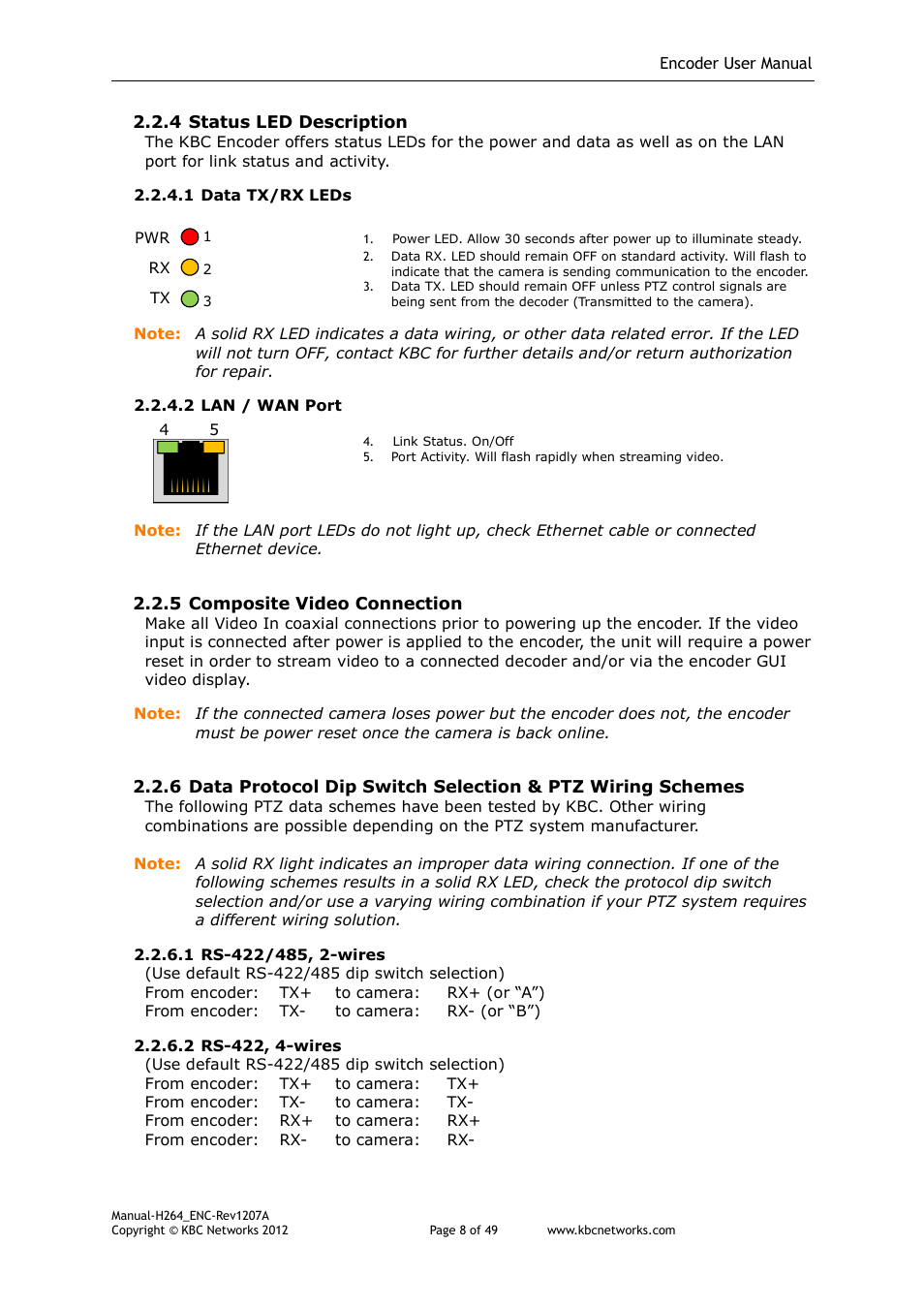KBC Networks H.264 Encoder User Manual | Page 8 / 49