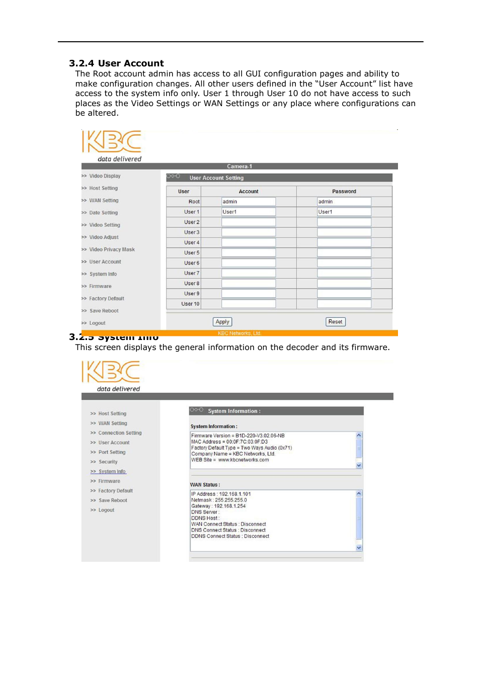 KBC Networks MPEG4 Decoder User Manual | Page 20 / 29