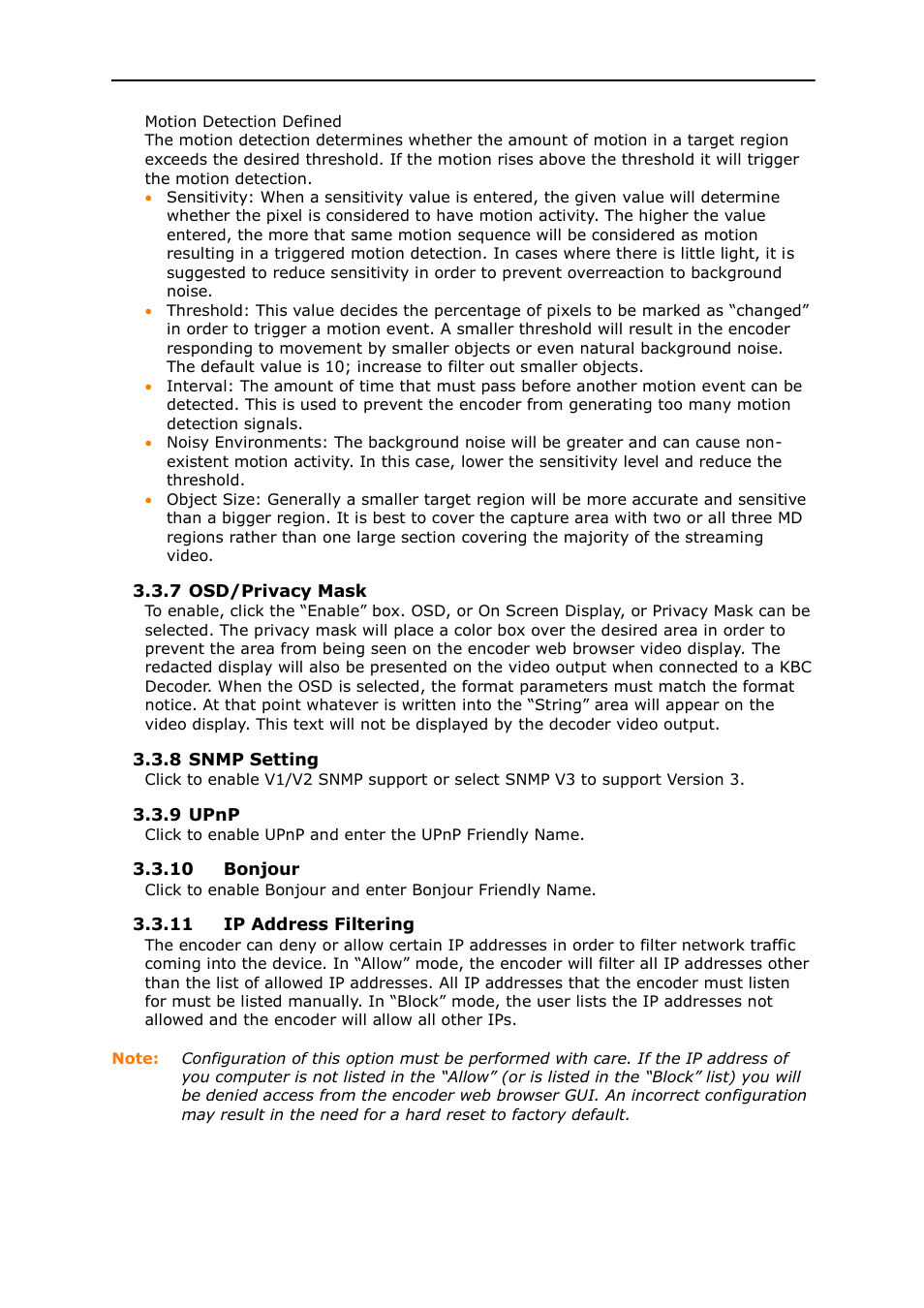 KBC Networks MPEG4 Encoder User Manual | Page 22 / 33