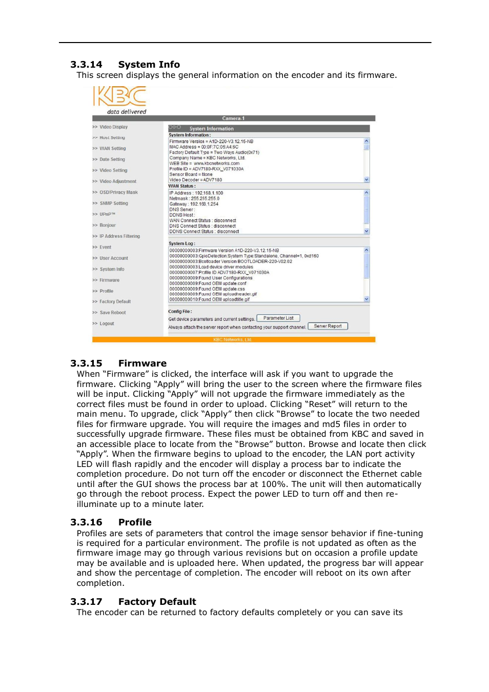KBC Networks MPEG4 Encoder User Manual | Page 24 / 33