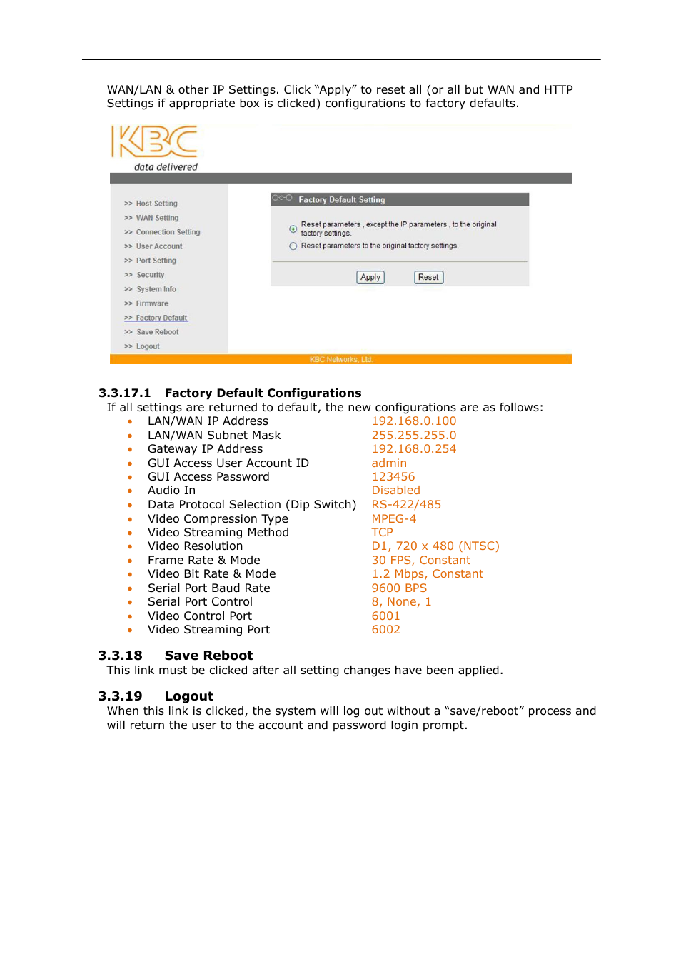 KBC Networks MPEG4 Encoder User Manual | Page 25 / 33