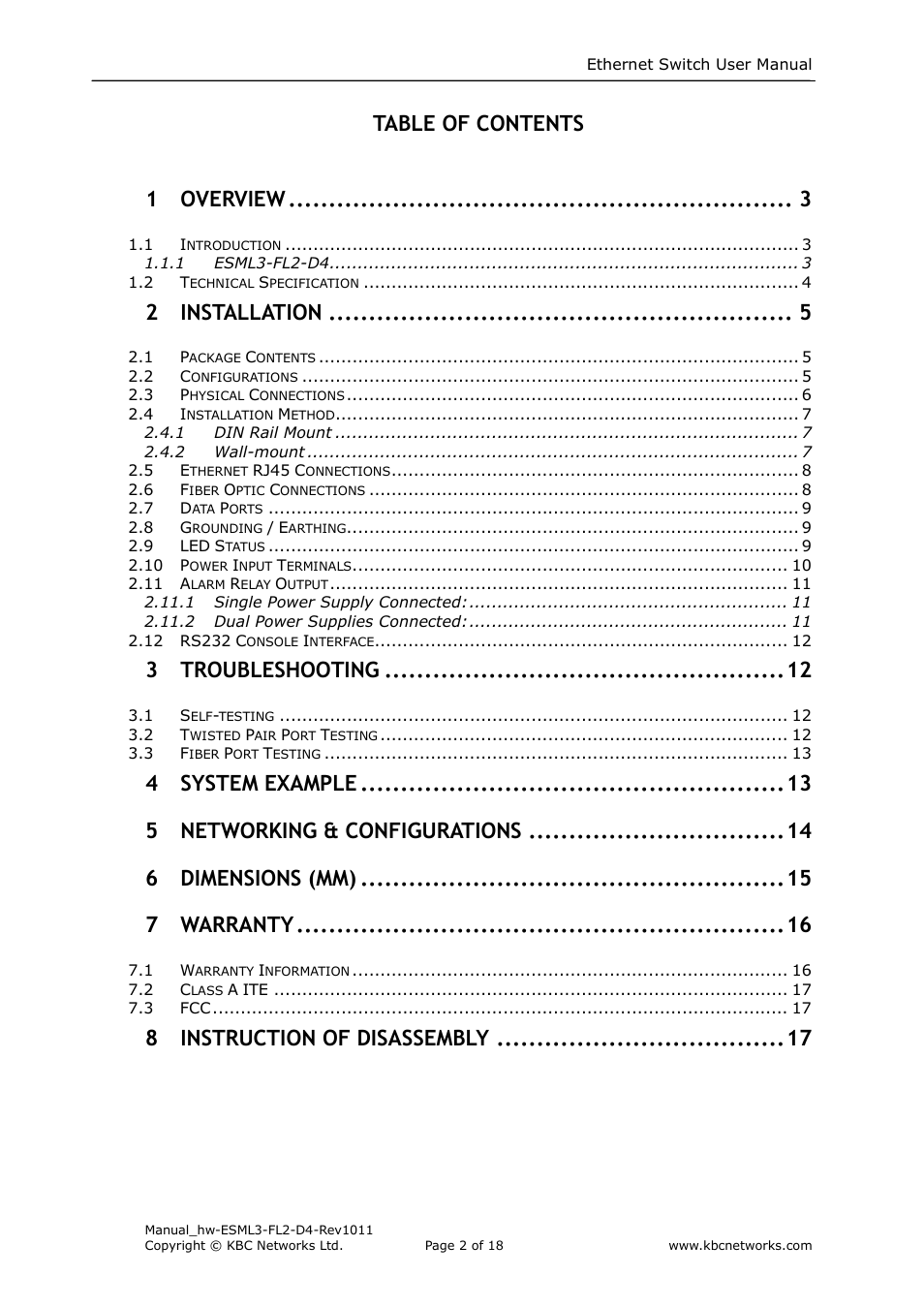 KBC Networks ESML3-FL2-D4 User Manual | Page 2 / 18