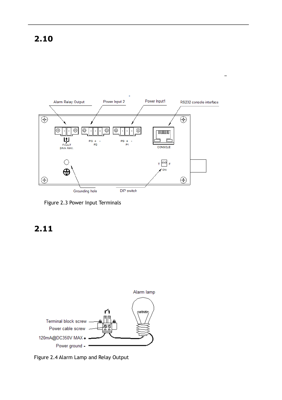 10 power input terminals, 11 alarm relay output | KBC Networks ESML6-FL2 User Manual | Page 12 / 20
