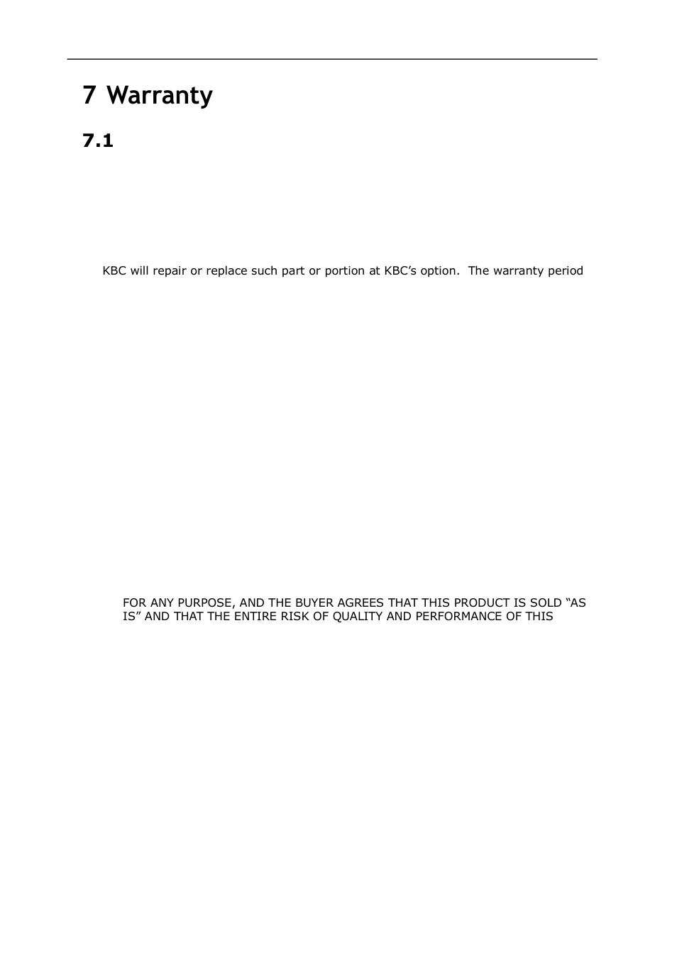 7 warranty, 1 warranty information | KBC Networks ESML6-FL2 User Manual | Page 18 / 20