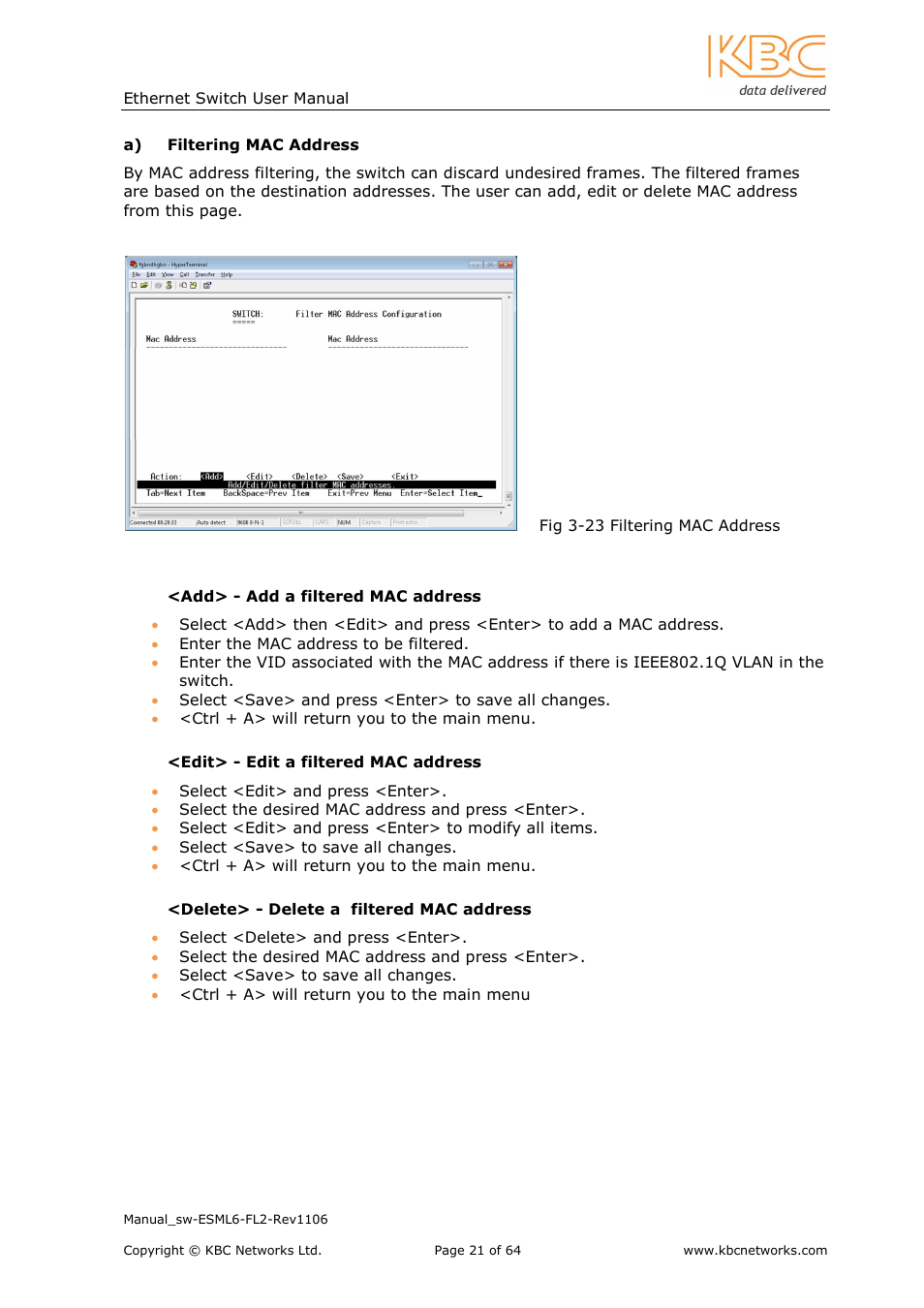 KBC Networks ESML6-FL2 User Manual | Page 22 / 64