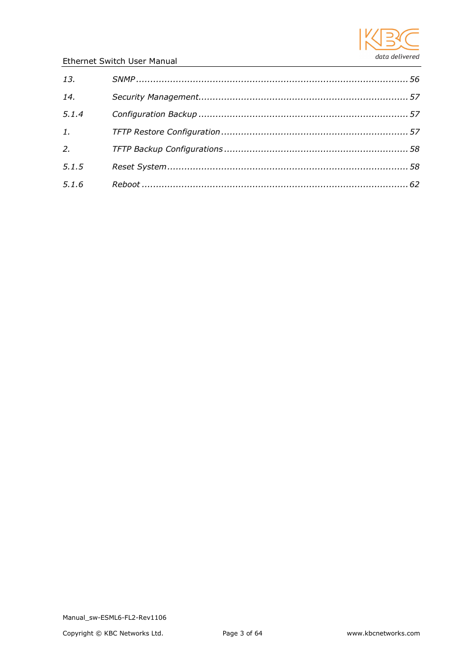 KBC Networks ESML6-FL2 User Manual | Page 4 / 64