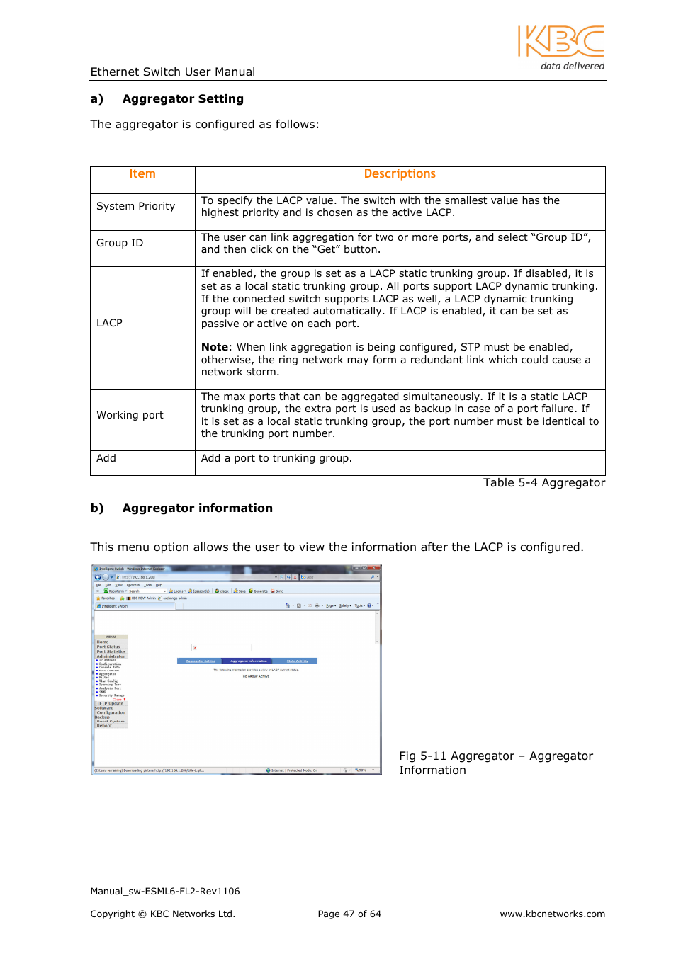 KBC Networks ESML6-FL2 User Manual | Page 48 / 64