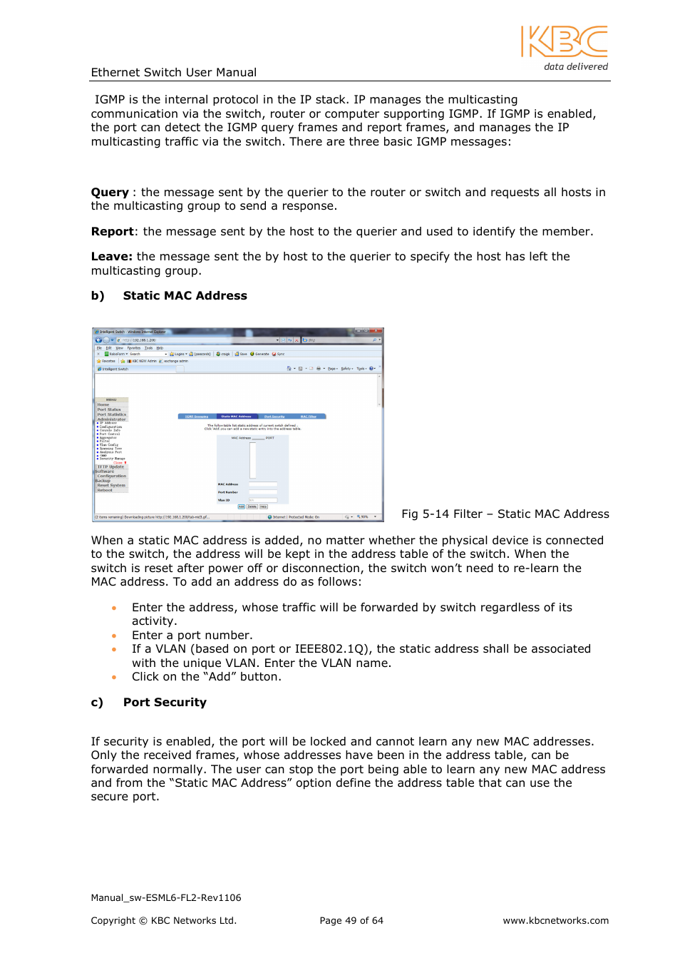 KBC Networks ESML6-FL2 User Manual | Page 50 / 64