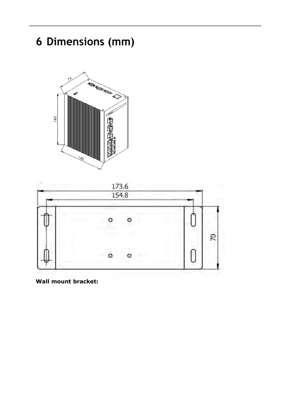 Dimensions (mm), 6 dimensions (mm) | KBC Networks ESML6-P3 User Manual | Page 14 / 17