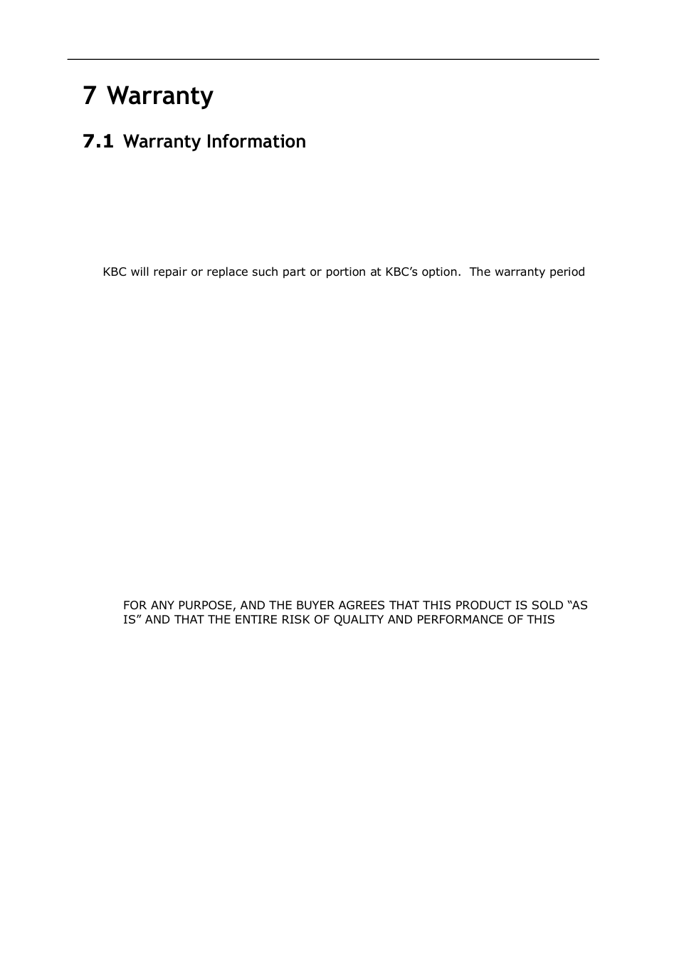 Warranty, Arranty, Nformation | 7 warranty, 1 warranty information | KBC Networks ESML6-P3 User Manual | Page 15 / 17