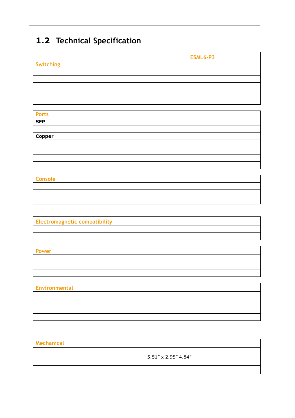 Echnical, Pecification, 2 technical specification | KBC Networks ESML6-P3 User Manual | Page 4 / 17