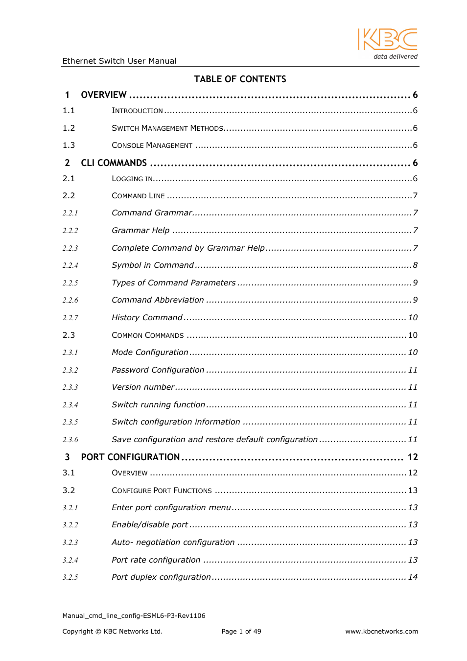 KBC Networks ESML6-P3 User Manual | Page 2 / 49