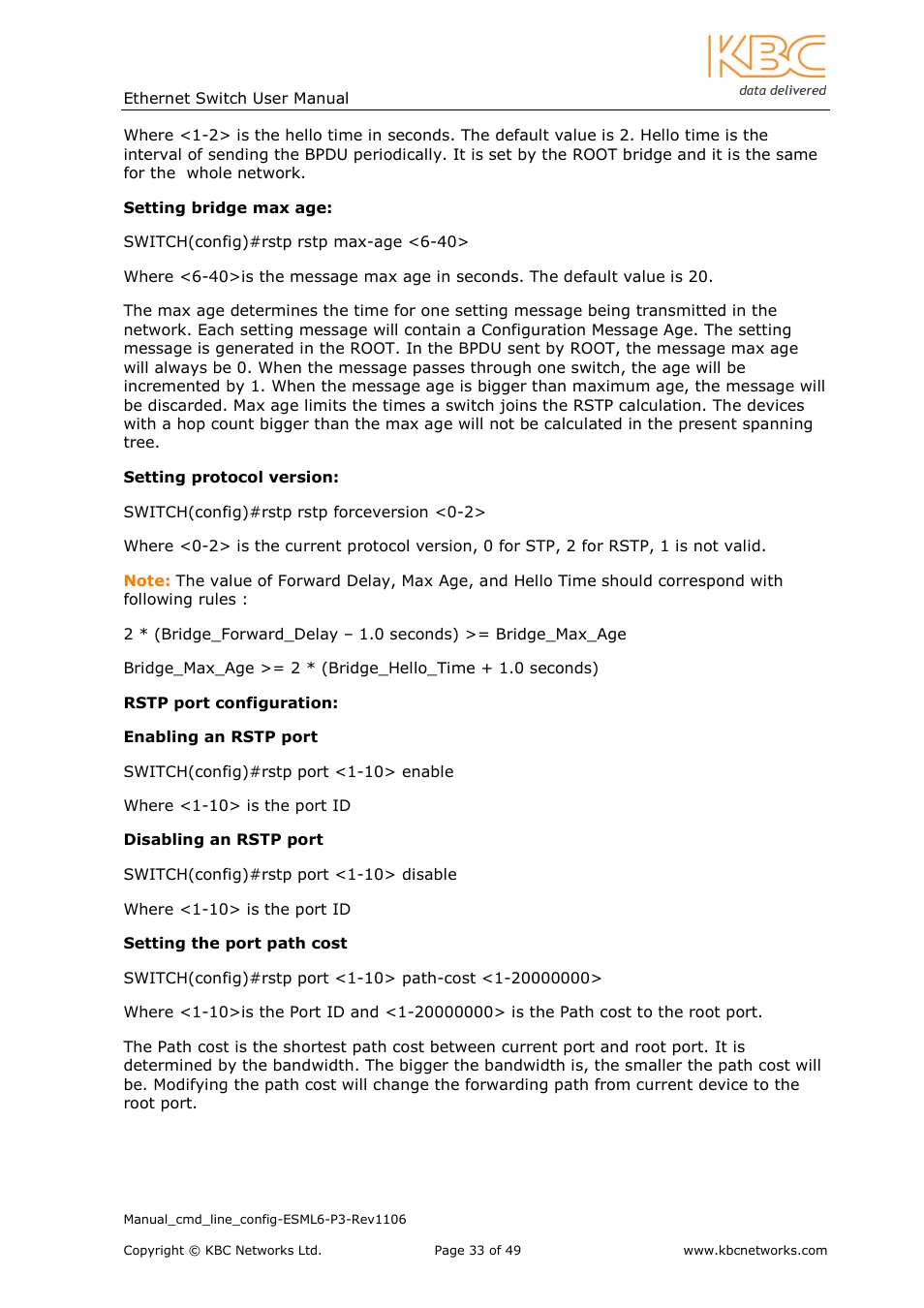 KBC Networks ESML6-P3 User Manual | Page 34 / 49