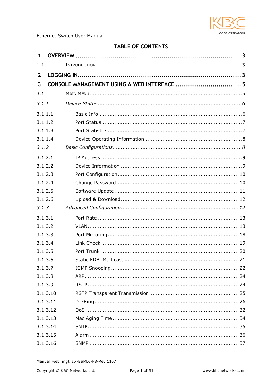 KBC Networks ESML6-P3 User Manual | Page 2 / 51