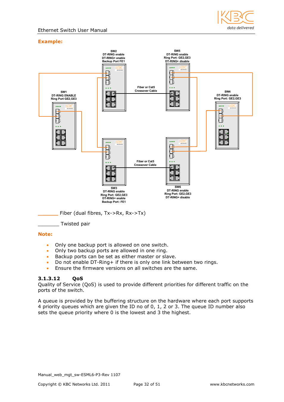 Ethernet switch user manual, Example | KBC Networks ESML6-P3 User Manual | Page 33 / 51