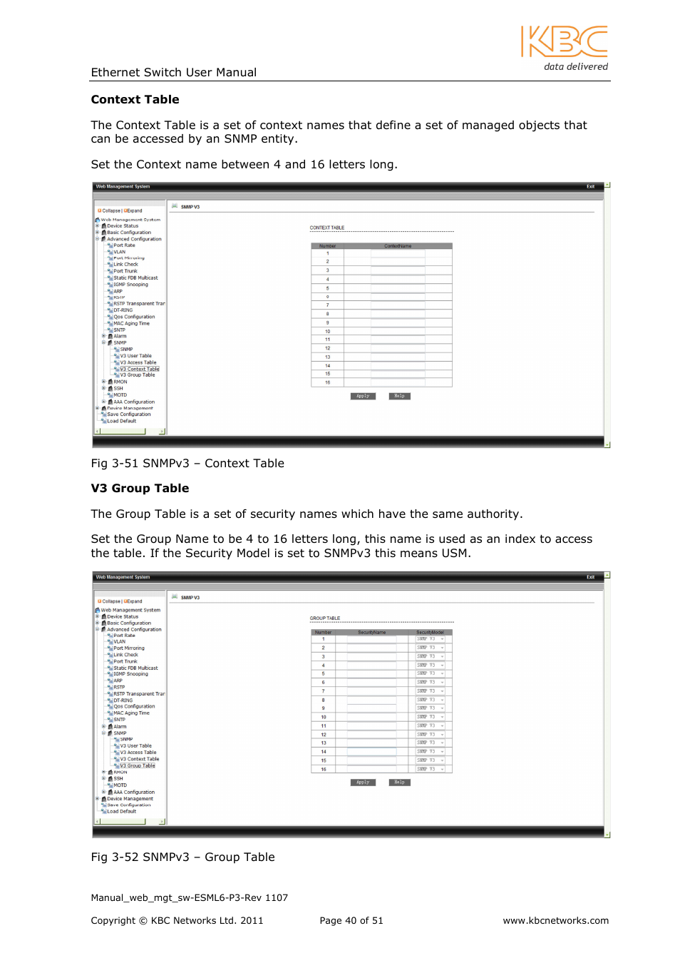 KBC Networks ESML6-P3 User Manual | Page 41 / 51