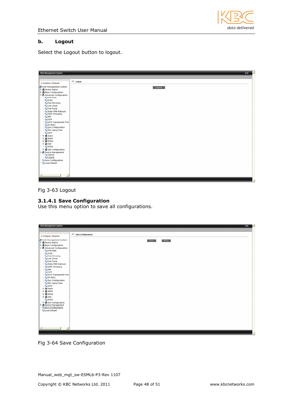 KBC Networks ESML6-P3 User Manual | Page 49 / 51