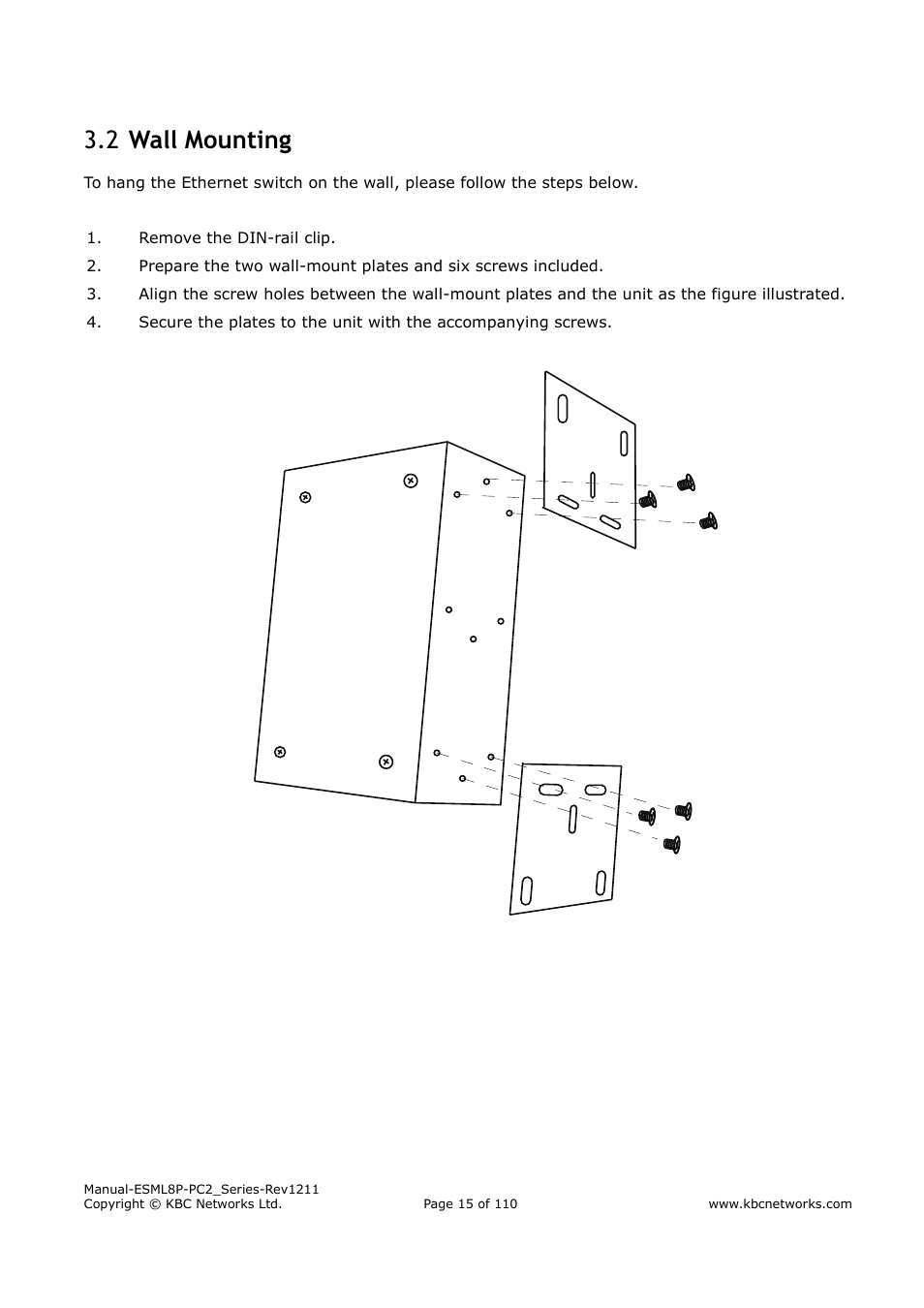 Wall mounting 3.2 | KBC Networks ESML8P-PC2 User Manual | Page 15 / 110