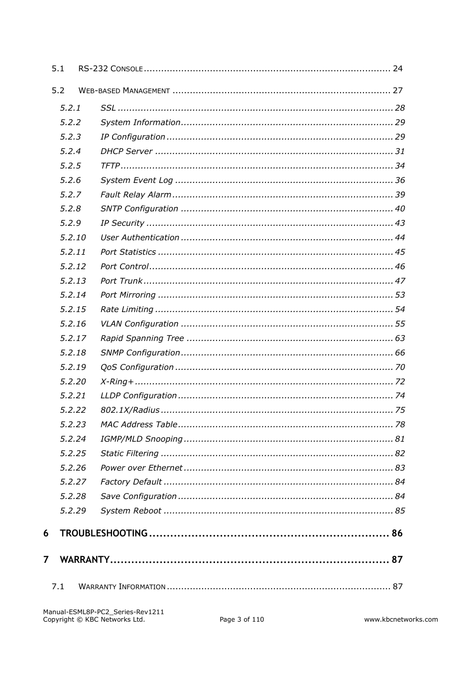 KBC Networks ESML8P-PC2 User Manual | Page 3 / 110