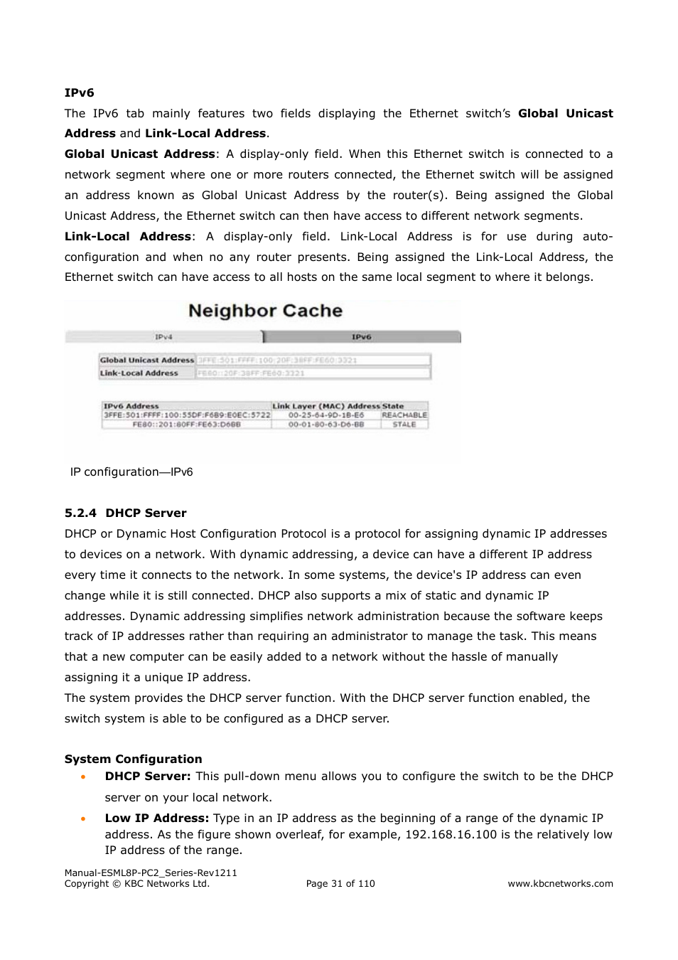 KBC Networks ESML8P-PC2 User Manual | Page 31 / 110