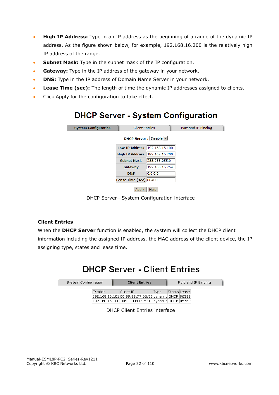 KBC Networks ESML8P-PC2 User Manual | Page 32 / 110