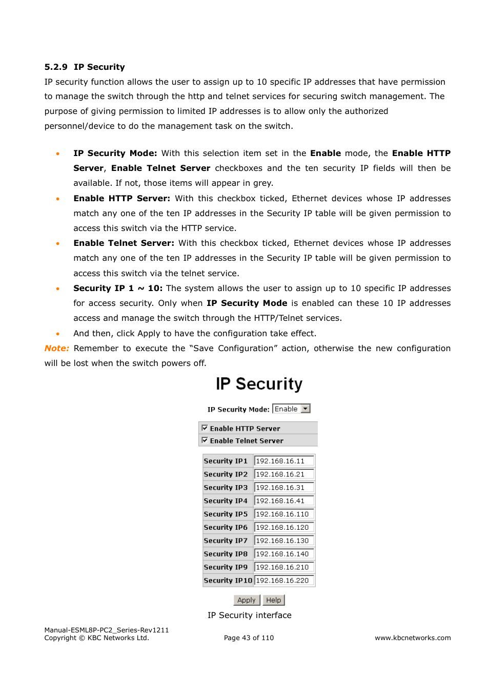 KBC Networks ESML8P-PC2 User Manual | Page 43 / 110