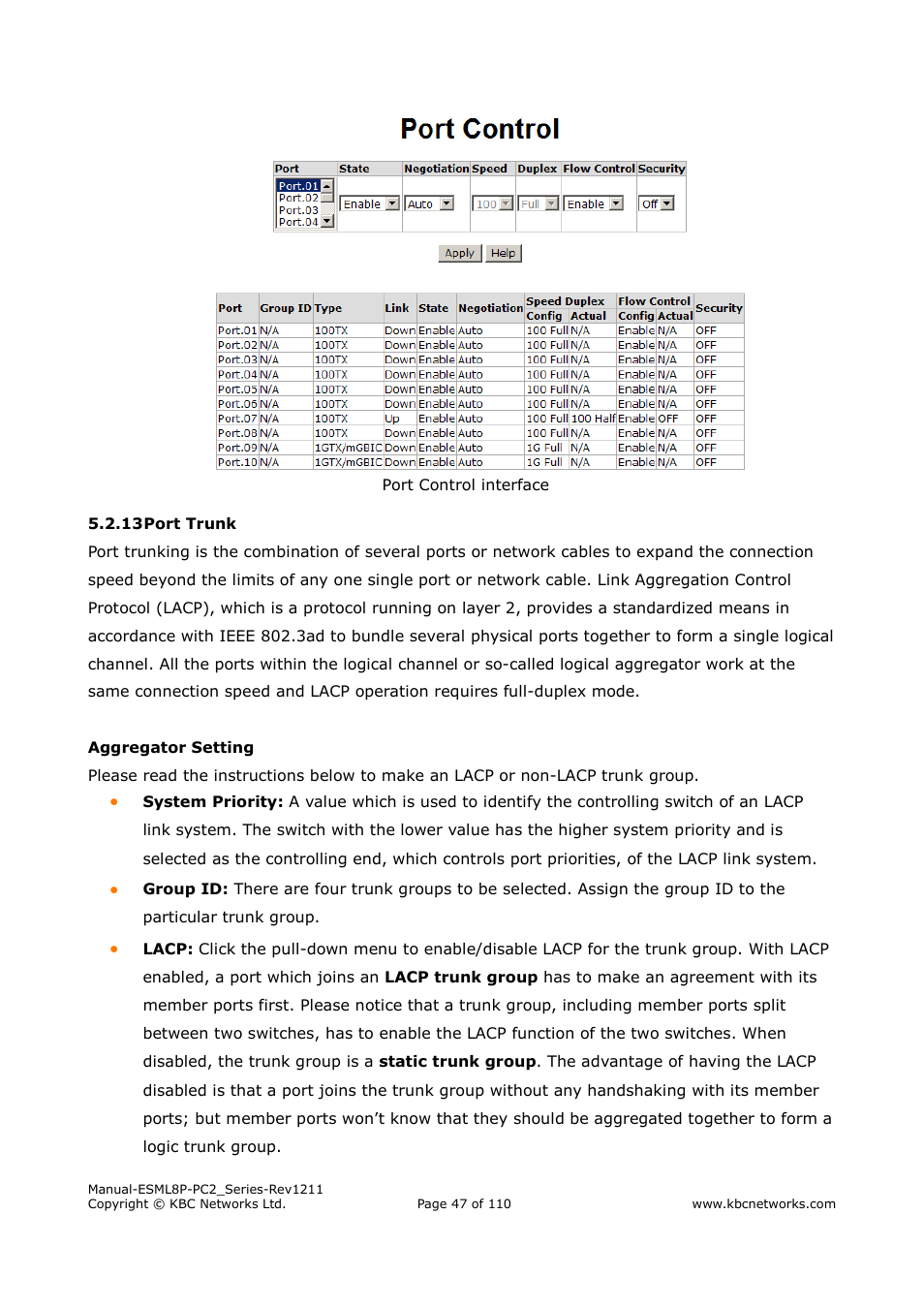 KBC Networks ESML8P-PC2 User Manual | Page 47 / 110