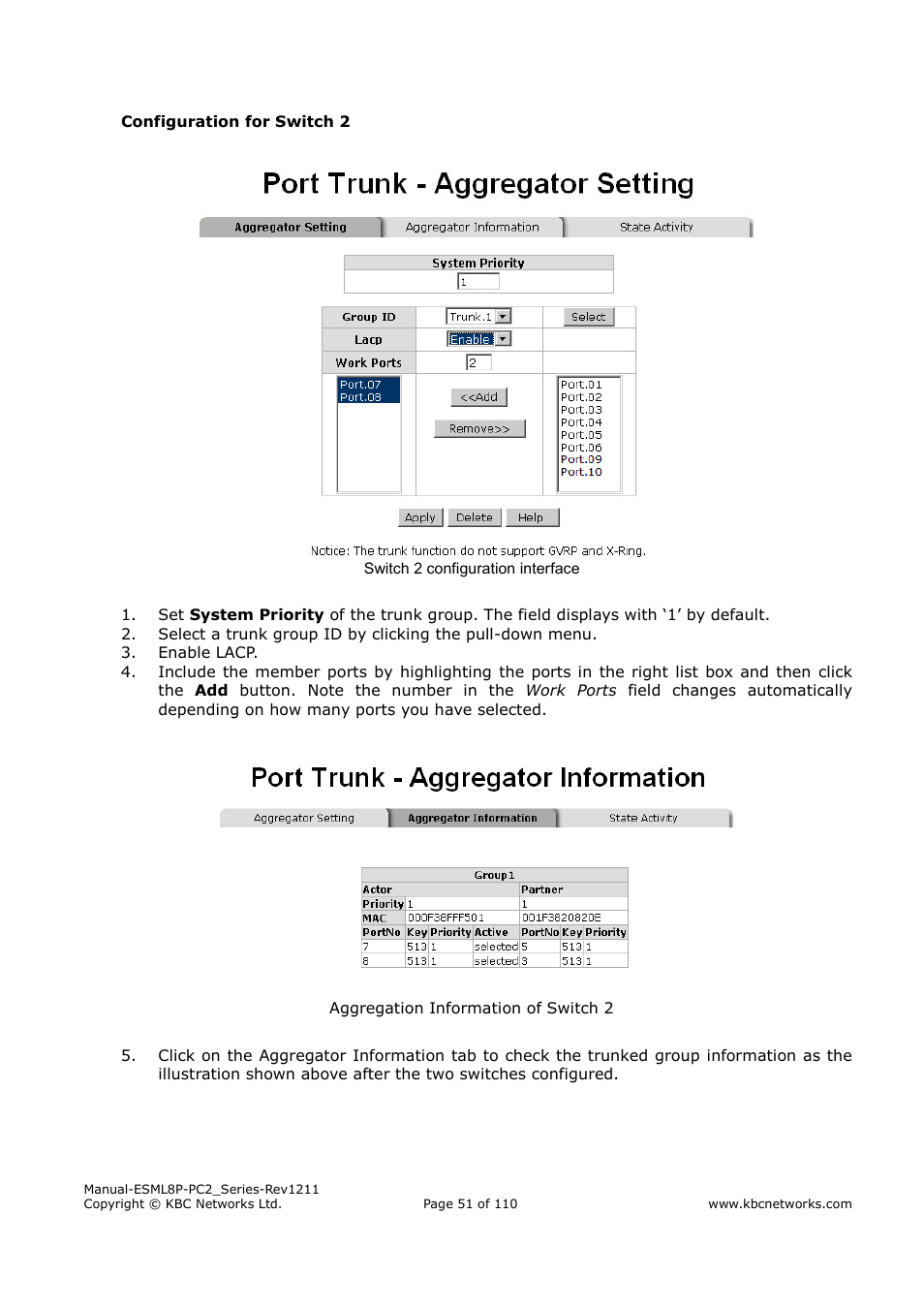 KBC Networks ESML8P-PC2 User Manual | Page 51 / 110