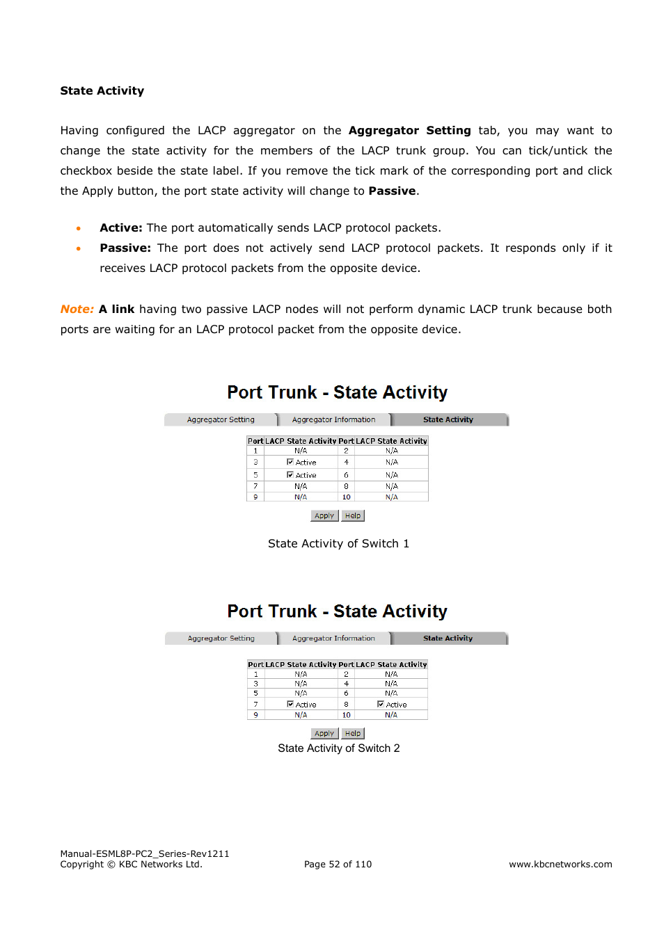 KBC Networks ESML8P-PC2 User Manual | Page 52 / 110