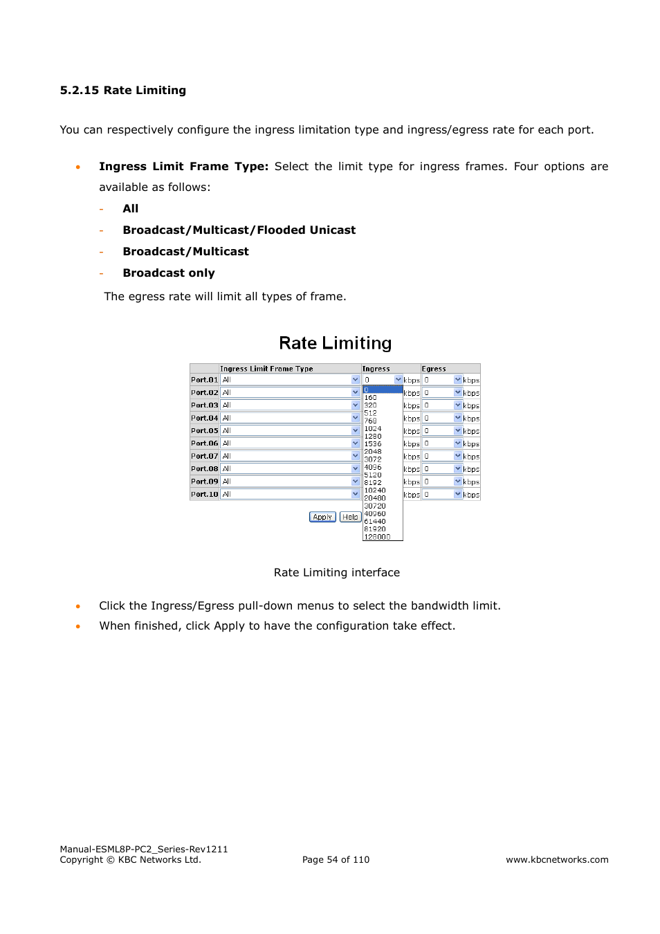 KBC Networks ESML8P-PC2 User Manual | Page 54 / 110