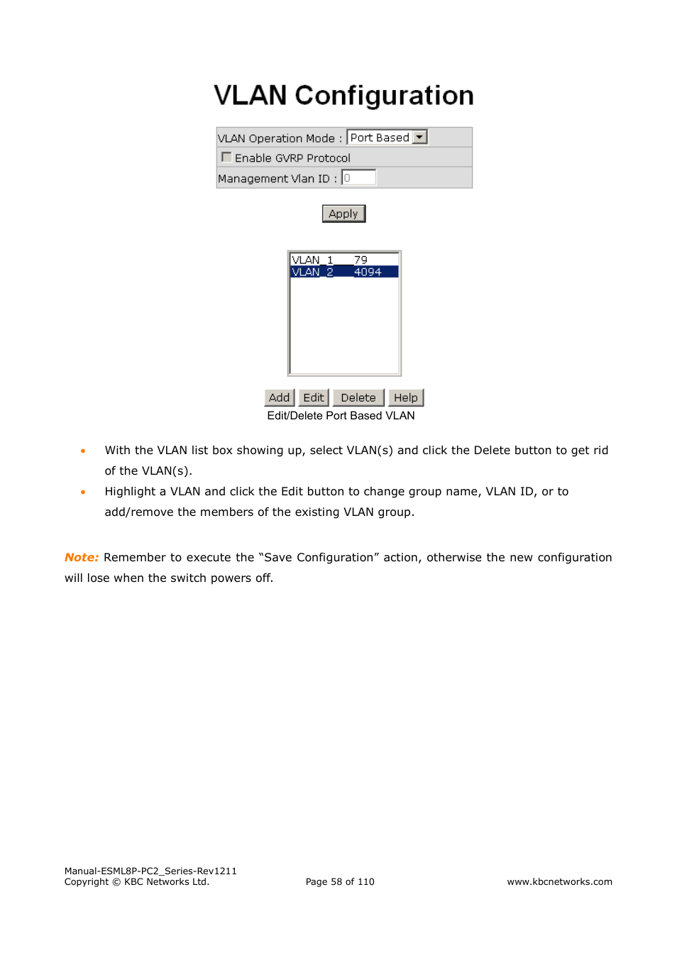 KBC Networks ESML8P-PC2 User Manual | Page 58 / 110