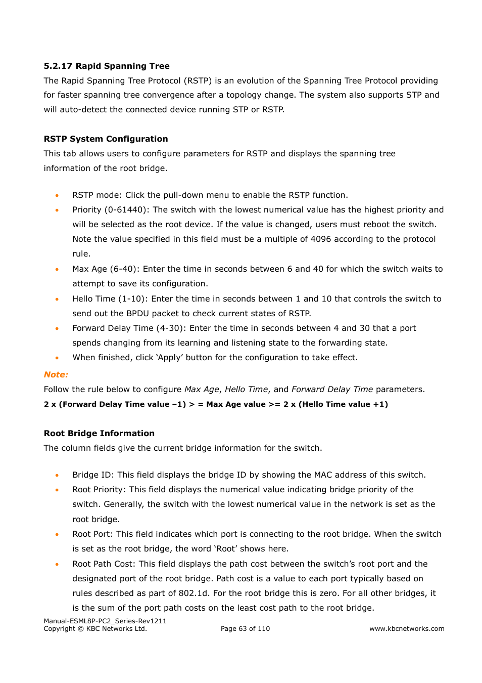 KBC Networks ESML8P-PC2 User Manual | Page 63 / 110