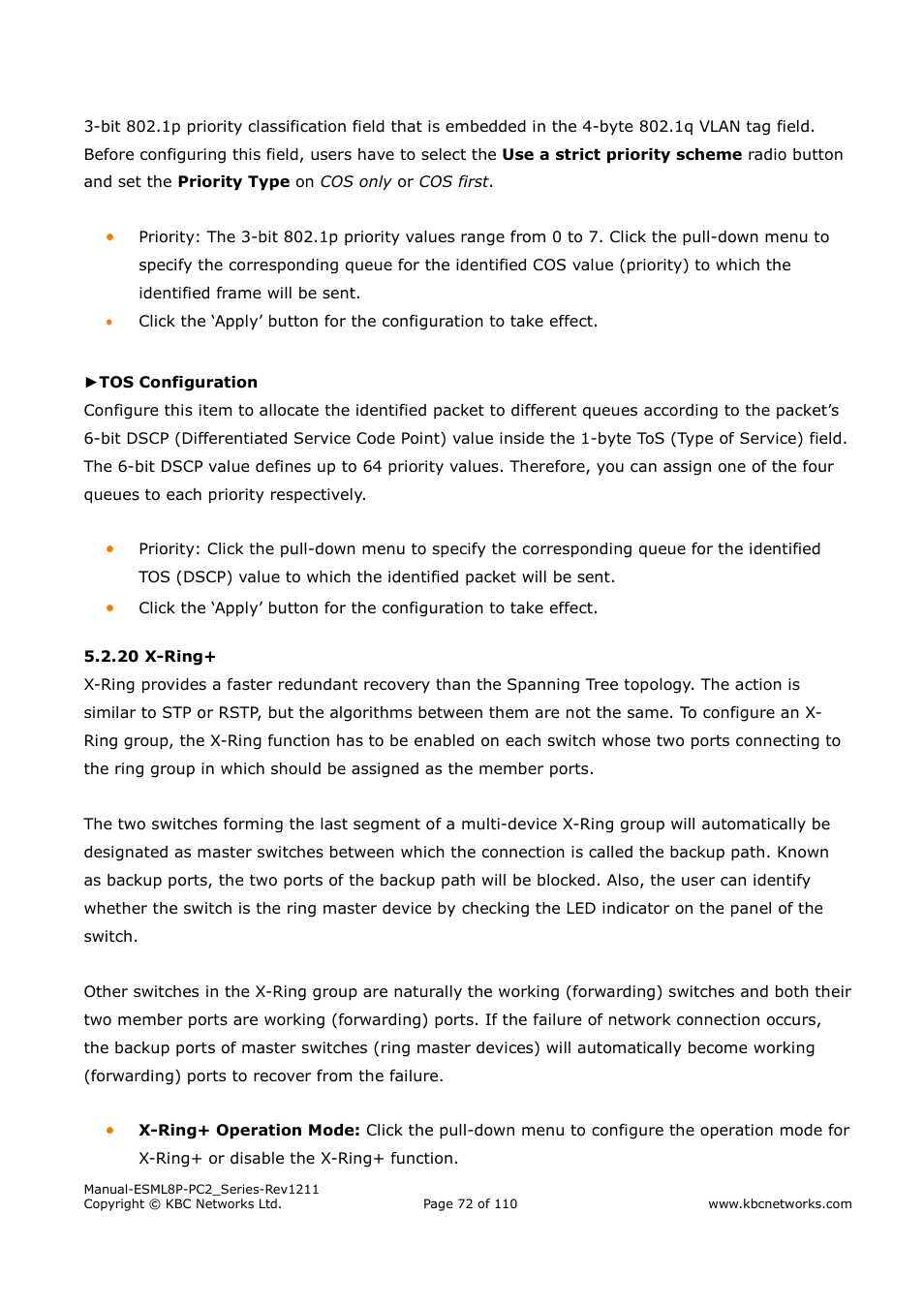 KBC Networks ESML8P-PC2 User Manual | Page 72 / 110