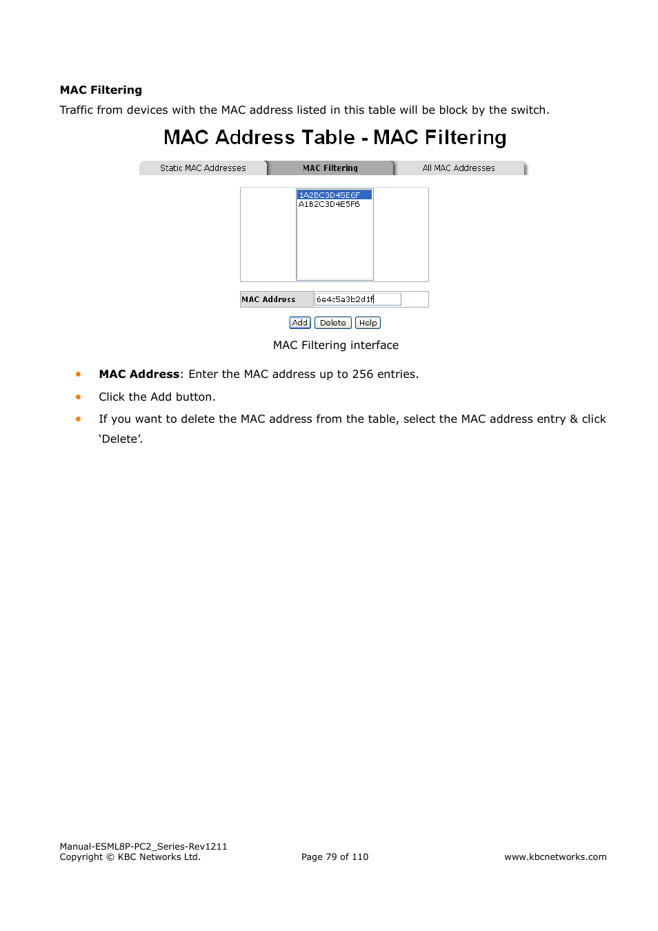 KBC Networks ESML8P-PC2 User Manual | Page 79 / 110