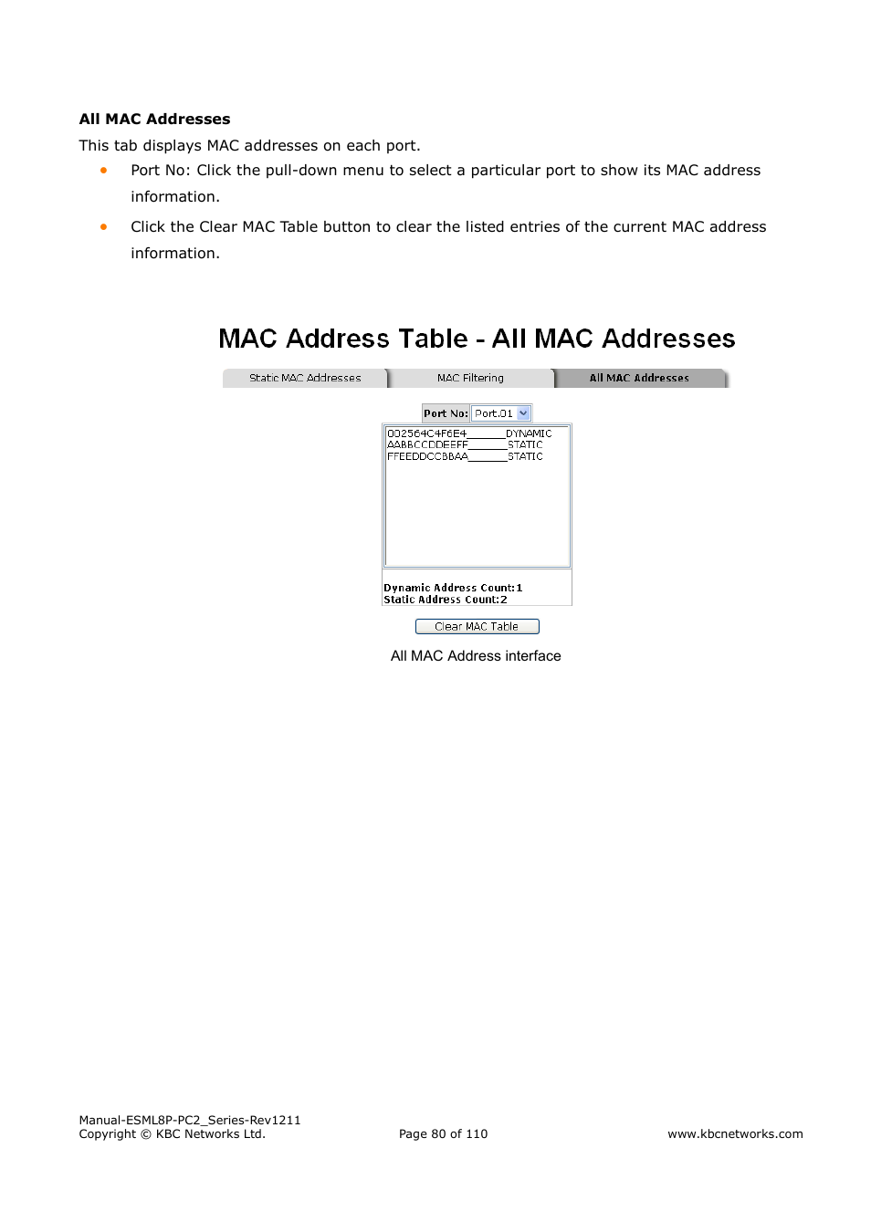 KBC Networks ESML8P-PC2 User Manual | Page 80 / 110