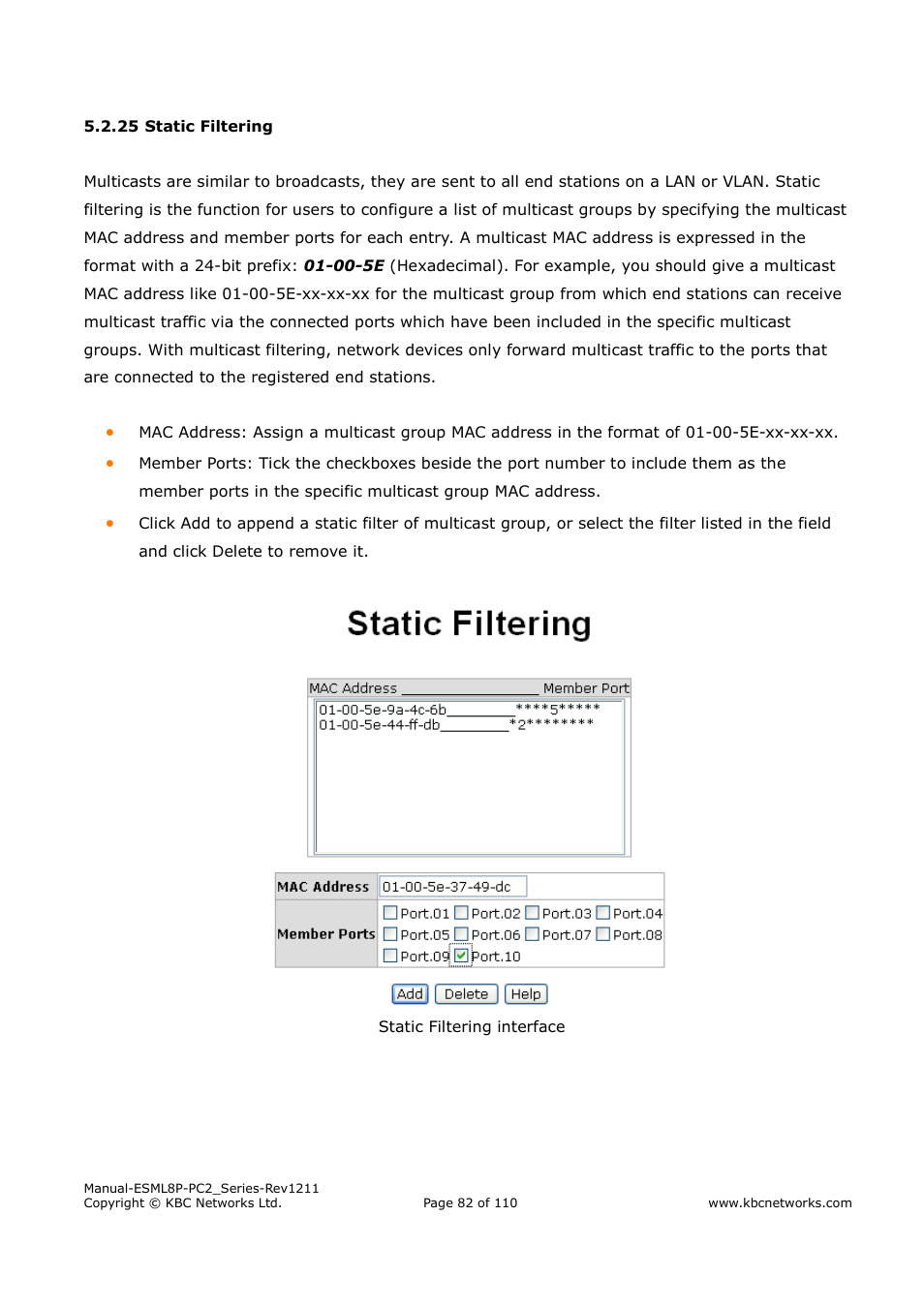 KBC Networks ESML8P-PC2 User Manual | Page 82 / 110