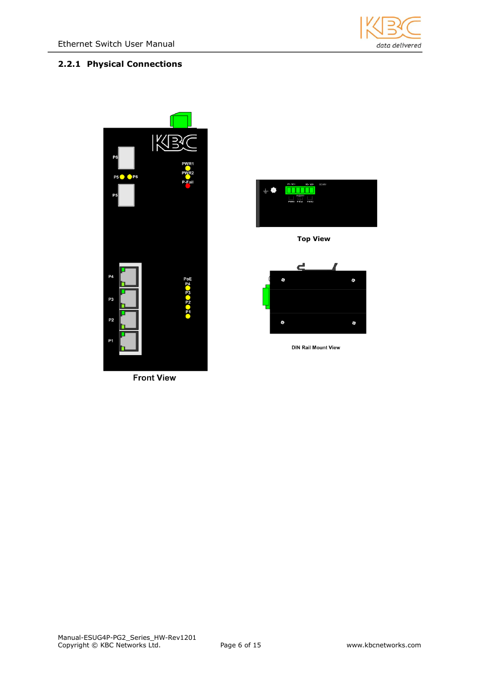 Physical connections | KBC Networks ESUG4P-PG2 User Manual | Page 6 / 15