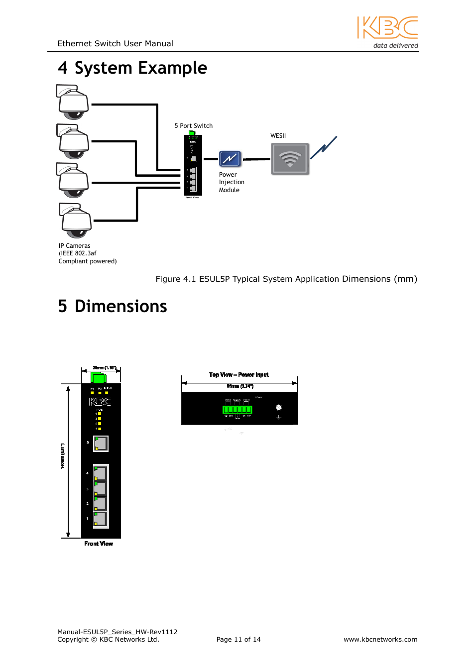 4 system example, 5 dimensions | KBC Networks ESUL5P User Manual | Page 11 / 14