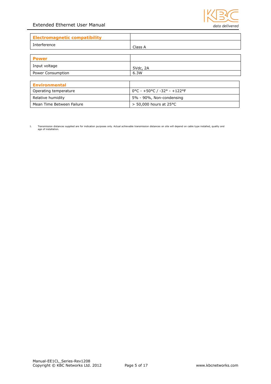 KBC Networks EE1CL User Manual | Page 5 / 17